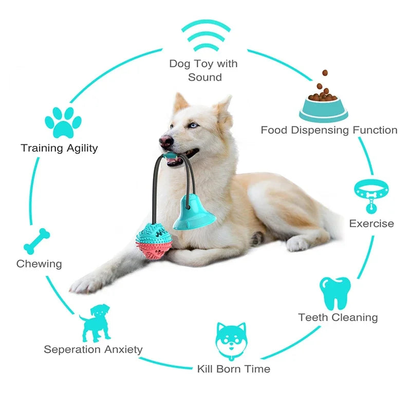Large Dog Ball Toys Suction Cup Ropes Interactive Leaking Slow Feeder Chew Toy Toothing Clean Big Golden Retriever Pet Supplies
