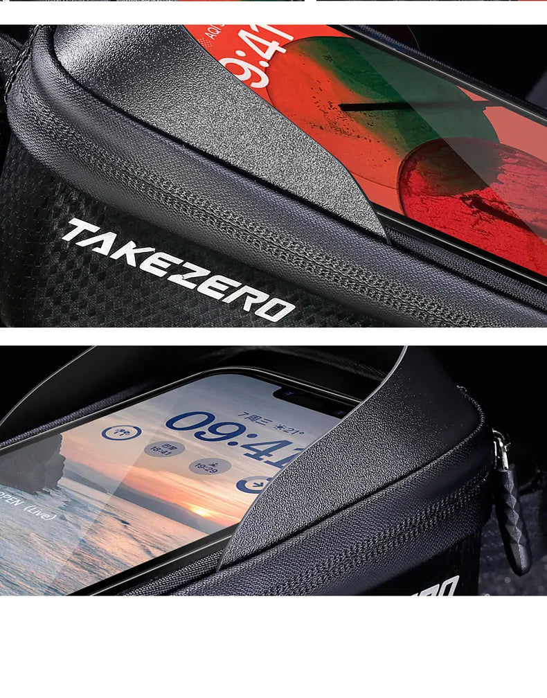 TAKEZERO A2 Mountain Bicycle Bag - Hard Shell EVA Front Bar Bag for Road Bikes, Mobile Phone Handlebar Bag - Cycling Equipment