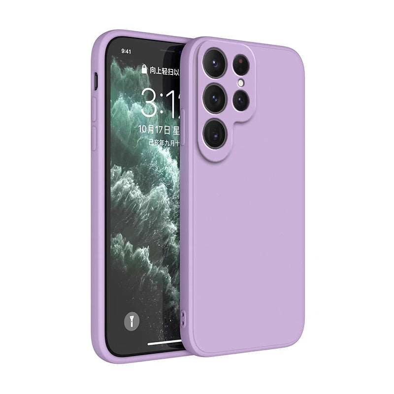 Basic Phone Case for Samsung Galaxy S22 S23 FE S24 Plus S 24 Ultra 5G Liquid Silicone Classic Shockproof Cover Cases