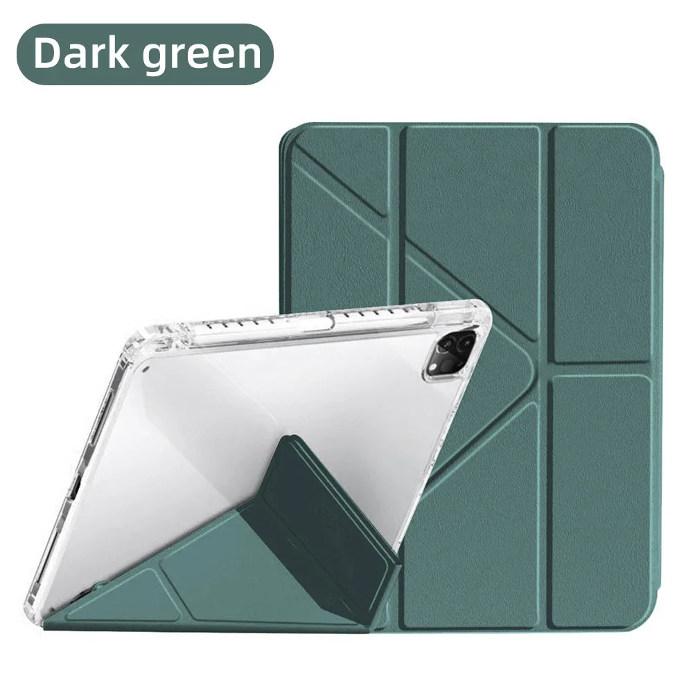 For iPad Case 2024 iPad Pro 13/11 M4 Air 11/13 M2 for 10th Gen Pro 12.9/11 Air 4/5th mini 6 Cover Y-bracket Acrylic Transparent