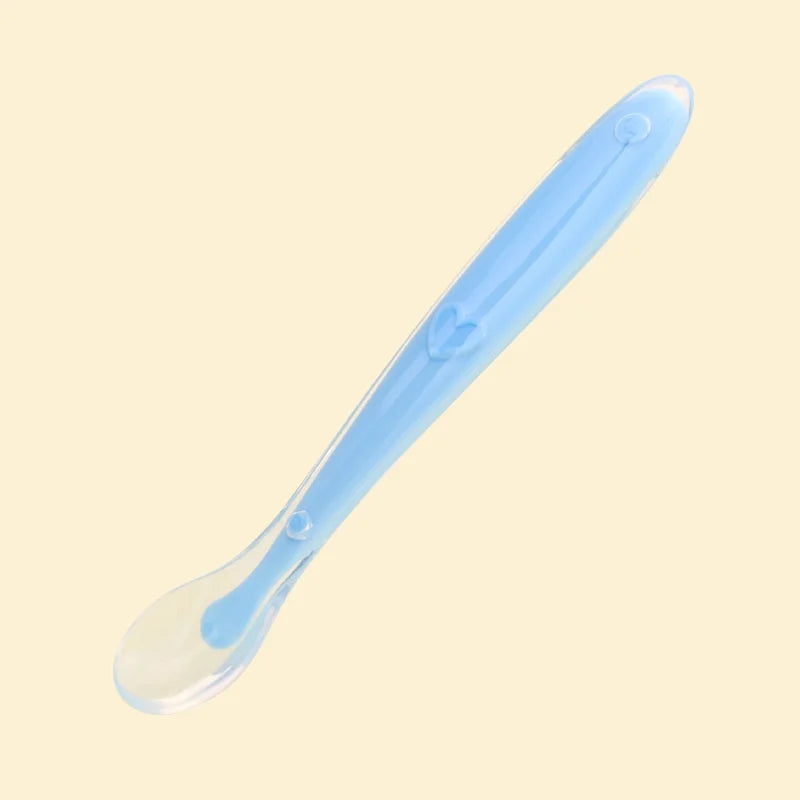 Baby Soft Silicone Spoon Soft Head Soup Spoon Baby Eating Training Spoon and Storage Box Feeding Tableware Set
