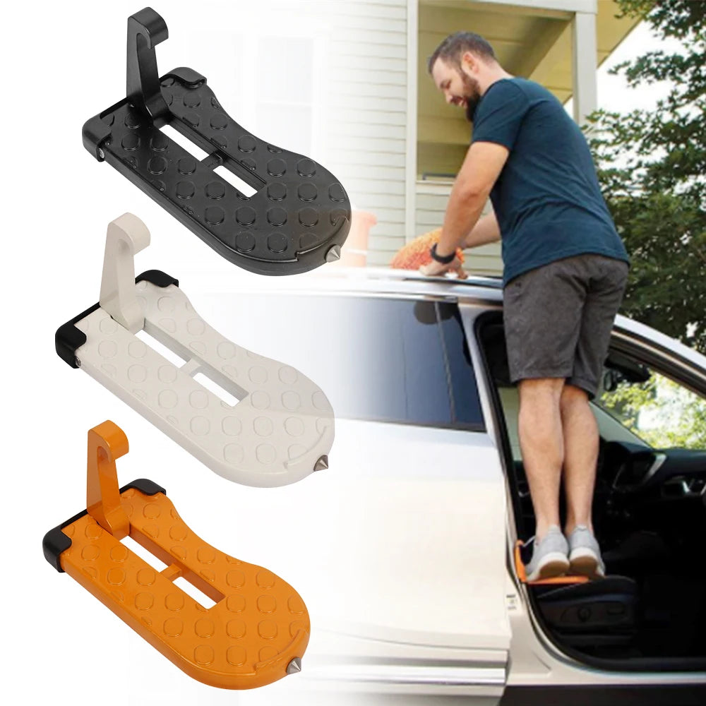 CAER Foldable Car Roof Rack Step Car Door Step Universal Latch Hook Auxiliary Walking Foot Pedal Aluminium Alloy Safety Hammer