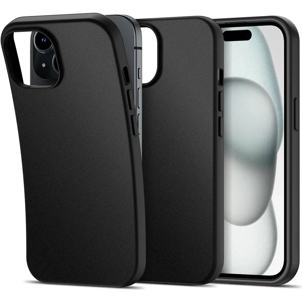 Luxury Matte Silicone Soft Case For iPhone 16 15 14 Plus 13 12 Mini 11 Pro XS Max X XR SE 7 8 Plus Ultra Thin Solid Black Cover
