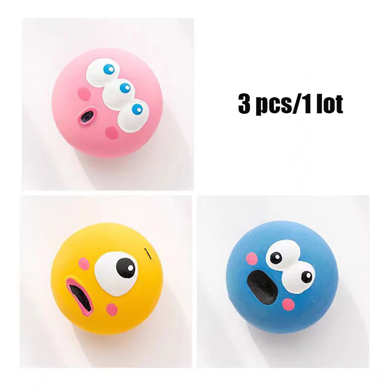 1-3PC Pet Squeaky Toys Pet Ball Toys Dog Chewing Rubber Ball Cleaning Tooth Dog Chew Toy For Dogs Bite Resistant Sounder Pet Supplies