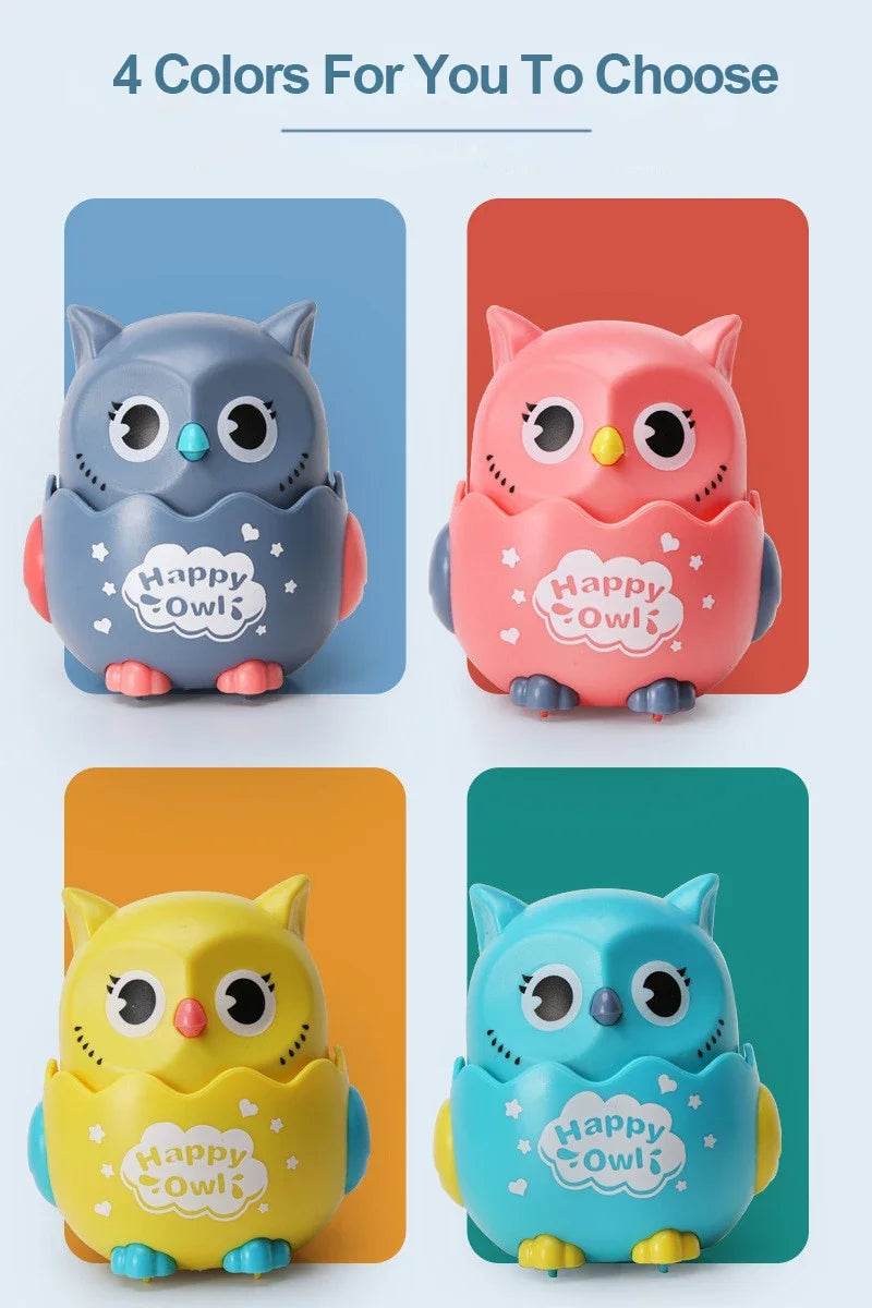 Kids Classic Wind Up Interactive Owl Shaped Press Mechanical Sliding Toys Toys for Boys Girls Birthday Xmas Gift