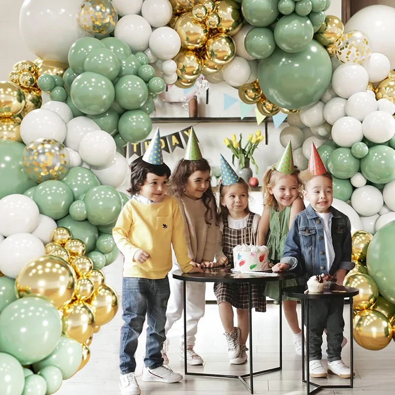 Green Balloon Garland Arch Kit Jungle Safari Party Baloon Birthday Party Decor Kids Baby Shower Wild One Wedding Latex Ballons
