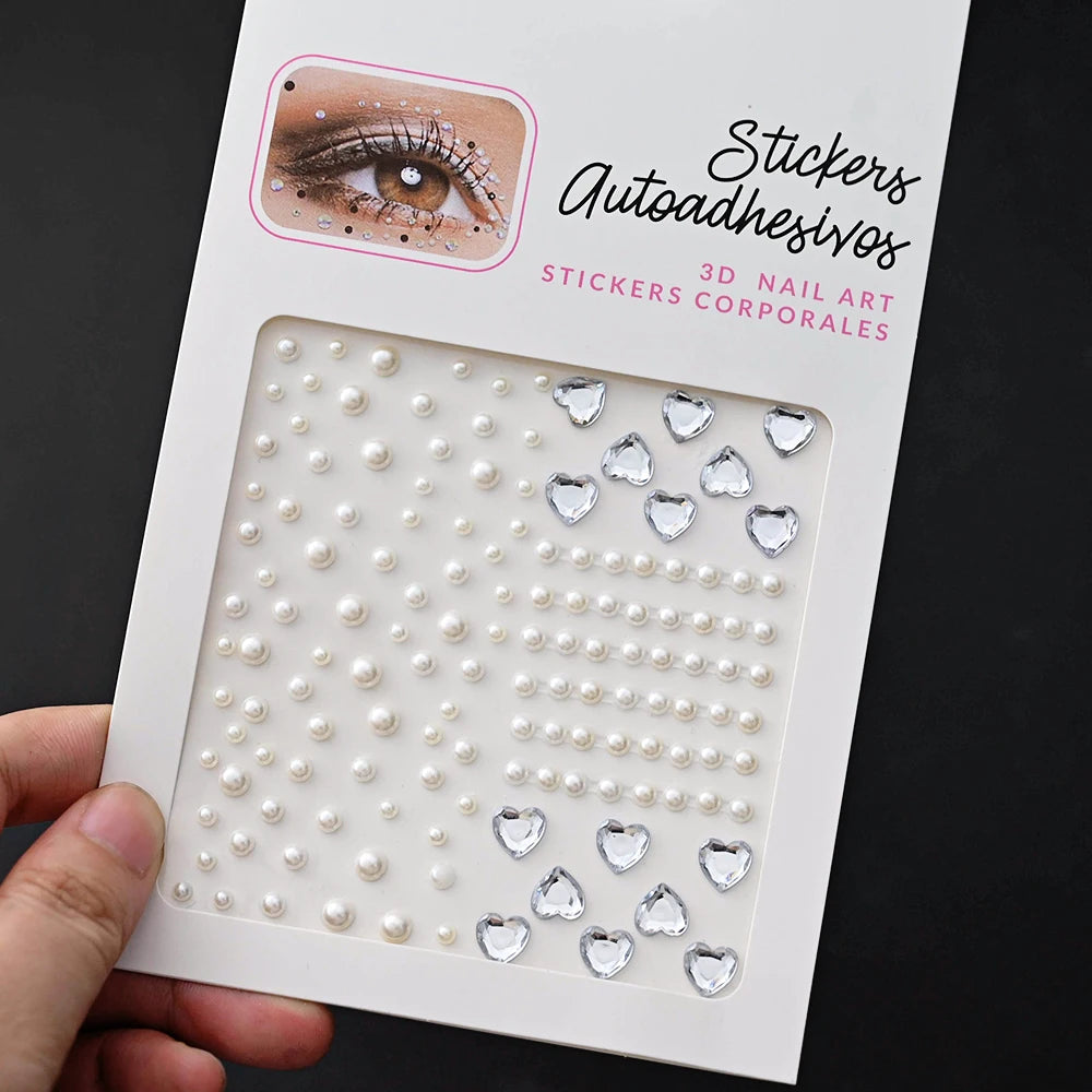 1Pcs Face Diamond Gem Sticker 5D Colorful Rhinestone Tattoo Eyeshadow Stickers fo Festival Nail Body Makeup Bling Jewel DIY Deco