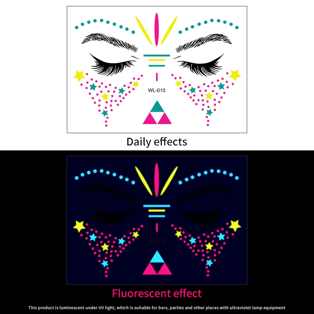 3D Face Eyes Party Makeup Tattoo Sticker Acrylic Diamond Rhinestones Sticker Self-adhesive Mixed Crystal Face Decoration Sticker
