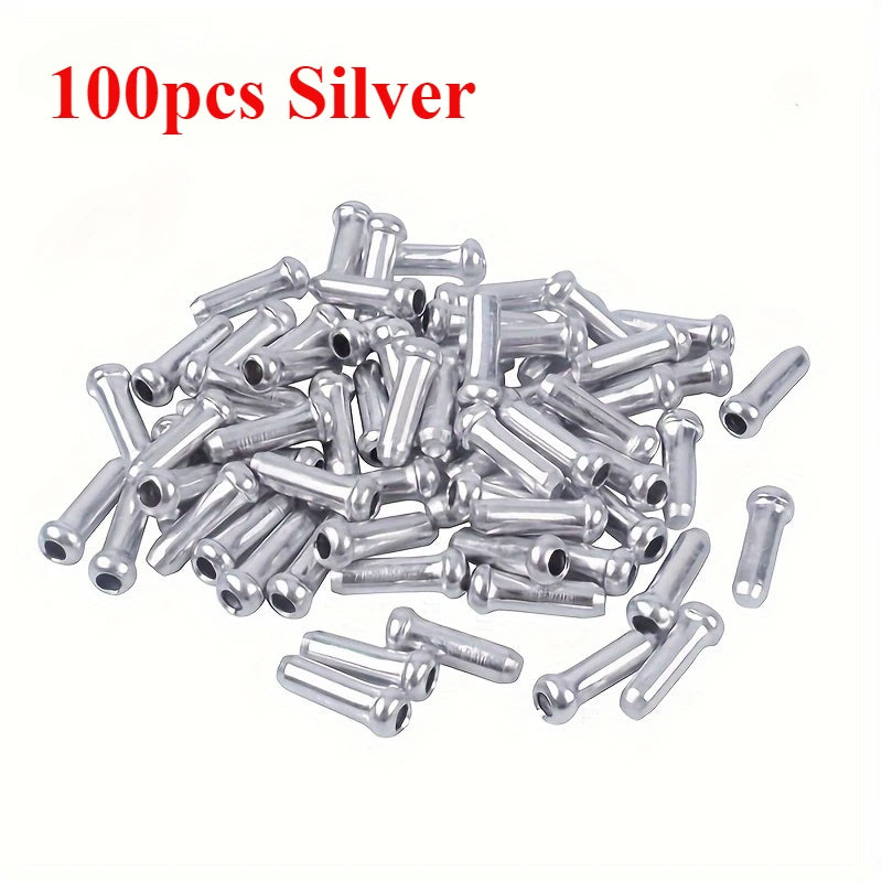 50/100pcs Bicycle Cable End Caps Aluminum Alloy Bike Brake Shifter Cable Tips Wire End Cap Multiple Colors Bike Line Core Caps