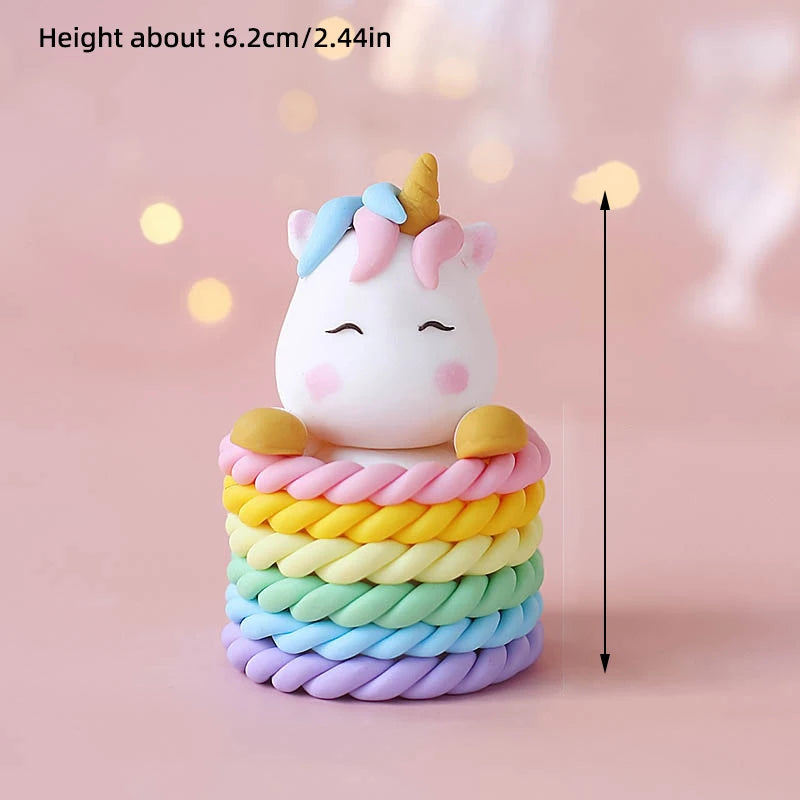 9 pcs unicorn rainbow cake topper unicorn with rainbow clouds stars Happy birthday cake decorations for girls one year old party
