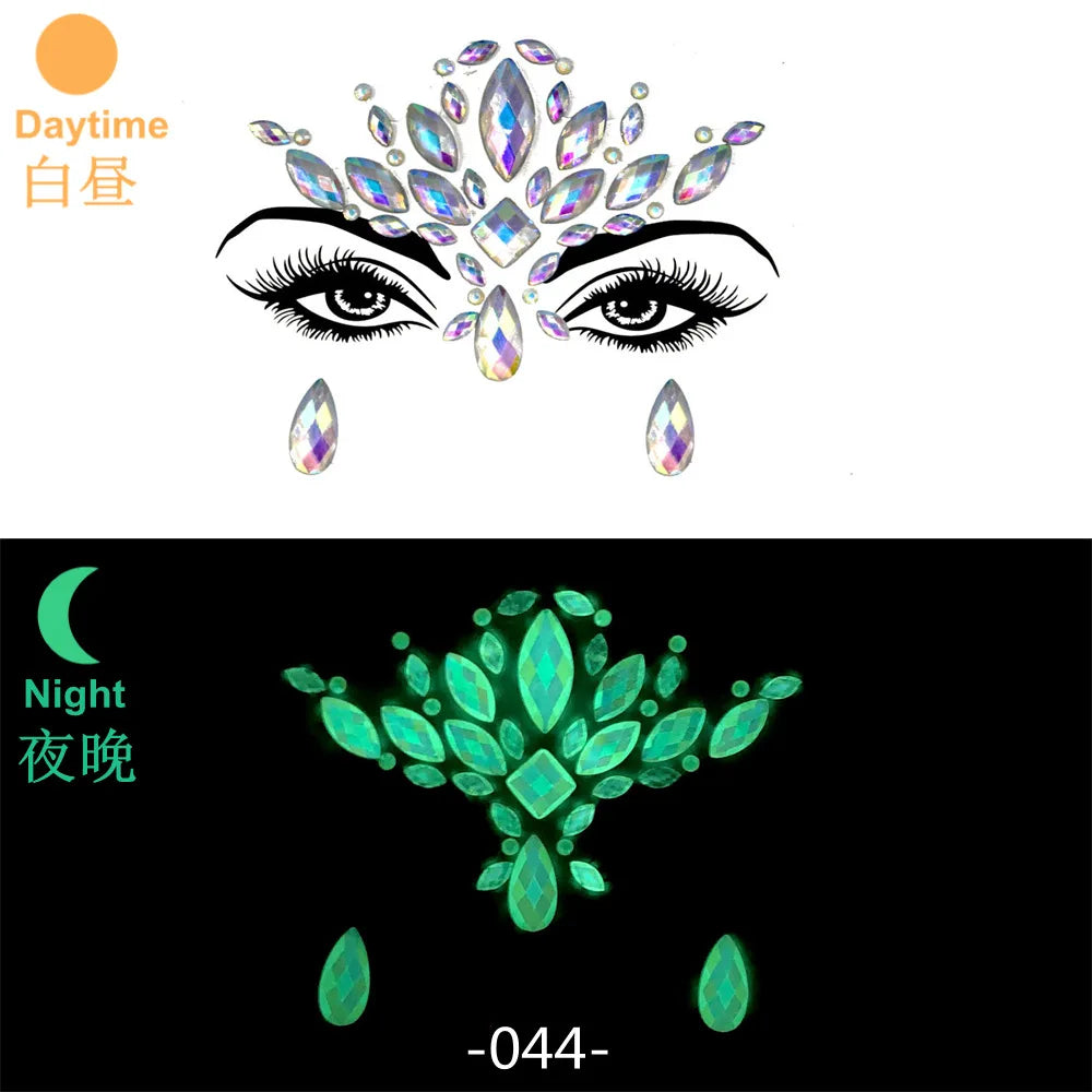 3D Rhinestone Bright Face stickers for festival Glitter Makeup Jewelry Sticker on Face crystals Gems jewels diamonds decoration