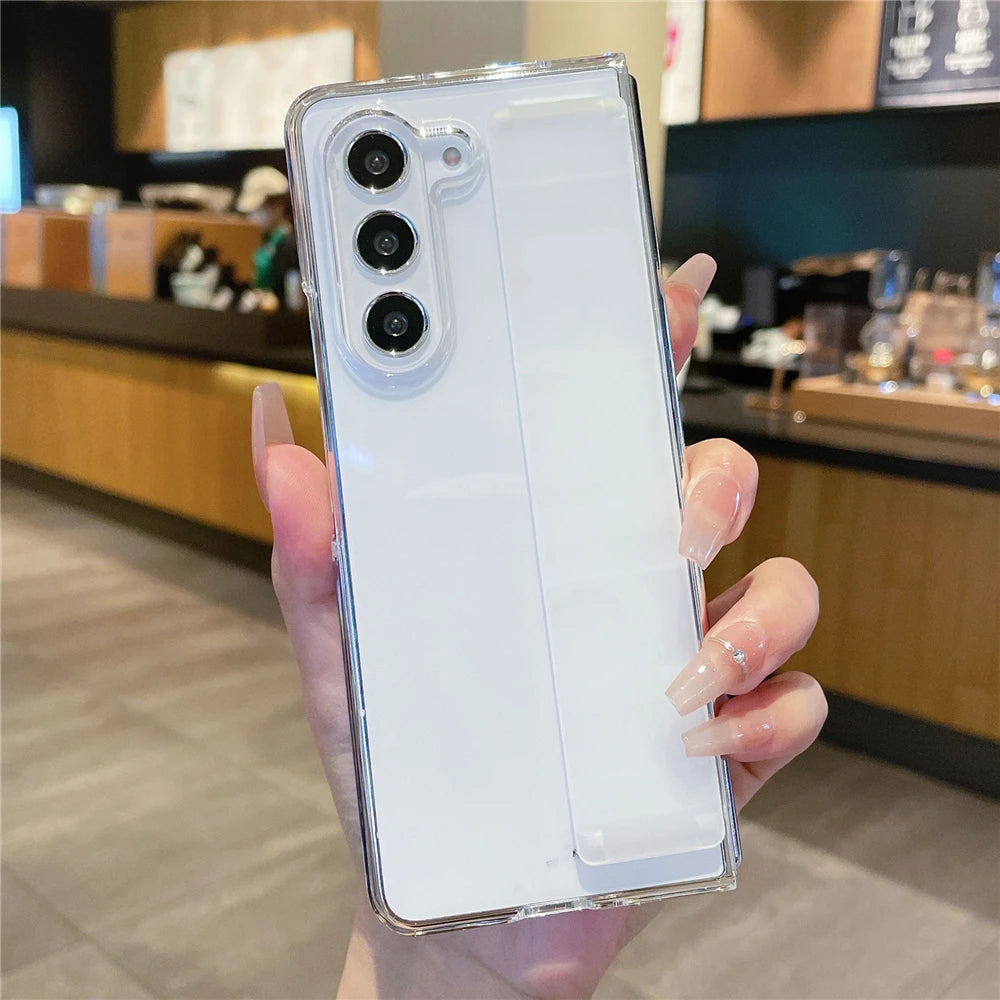 Luxury Soft Silicone Wrist Strap Bracket Phone Case For Samsung Galaxy Z Fold 6 5 4 3 ZFold 3 Cases Ultra Thin Matte Hard Cover