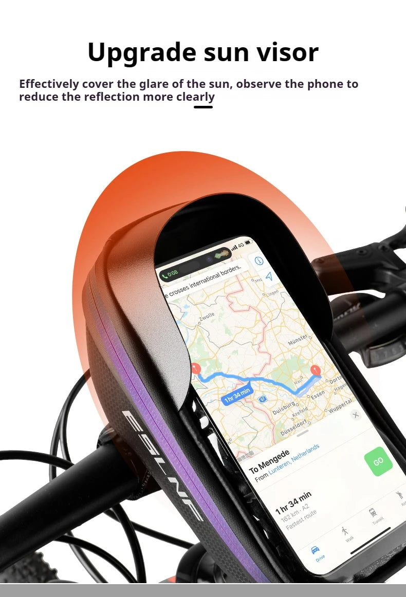 ESLNF Hard Shell Phone Bag Cycling Bag Handlebar Bag Waterproof Large Capacity Touchscreen Compatible Bicycle Accessories