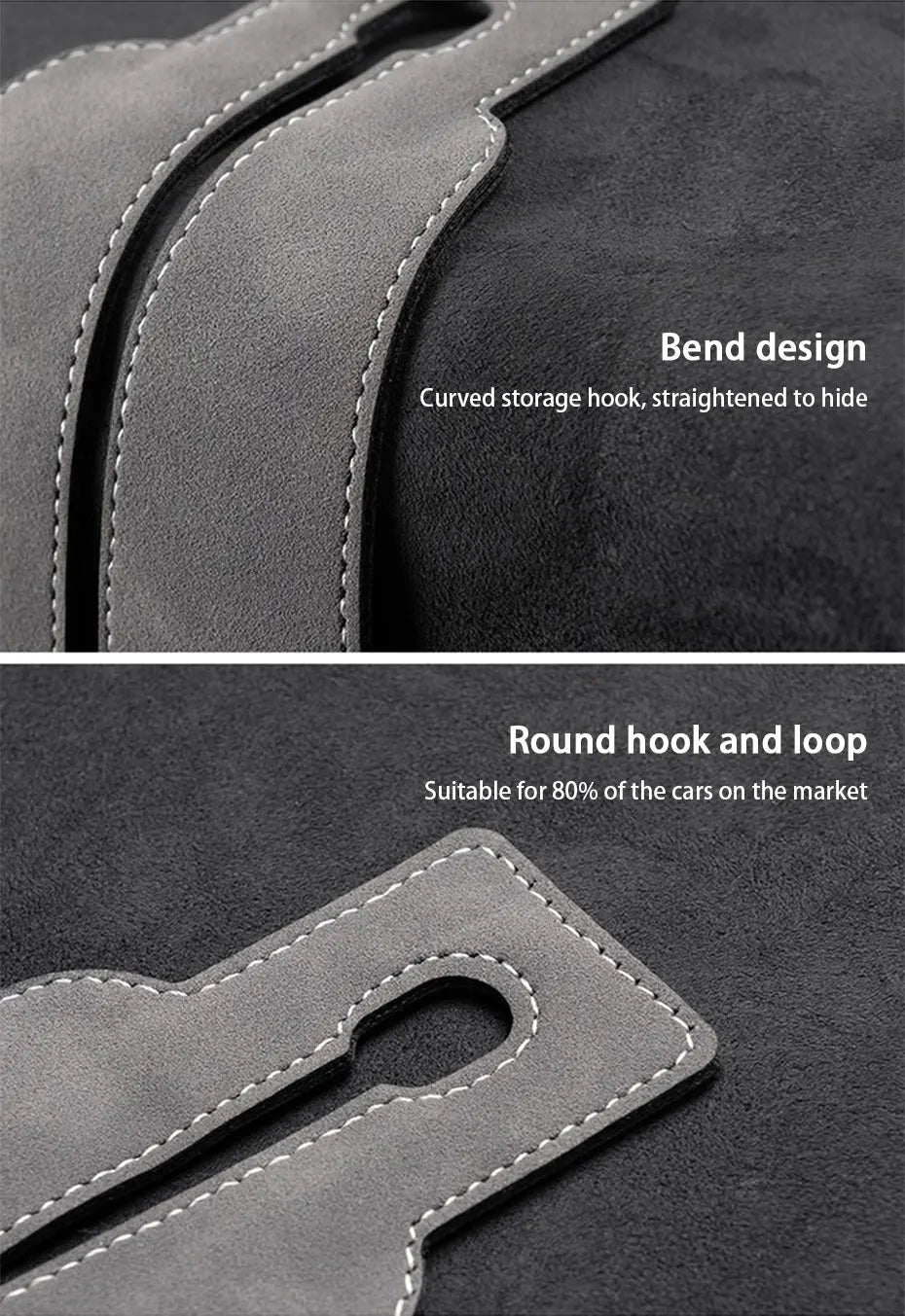 SEAMETAL Quality Car Headrest Hook Premium Suede Rear Seat Hanging Dual Hook 20KG Large Load-Bearing Alloy Hook Hanger Universal