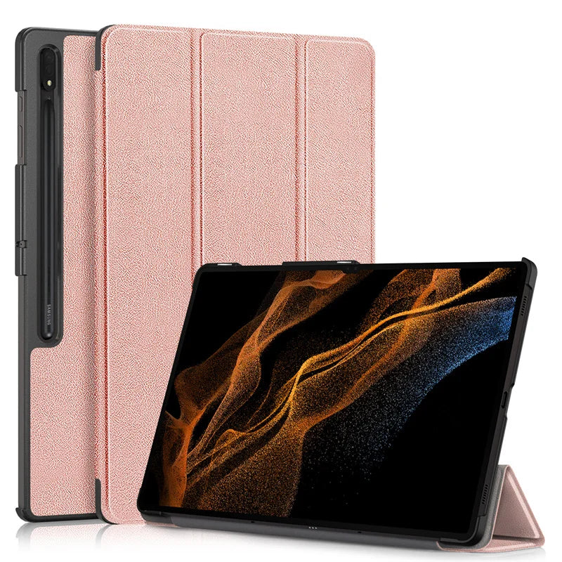 For Samsung Galaxy Tab S10 Ultra Case 14.6" Magnetic Fold PU Leather Stand Hard Tablet Funda For Galaxy Tab S9 Ultra Case Cover