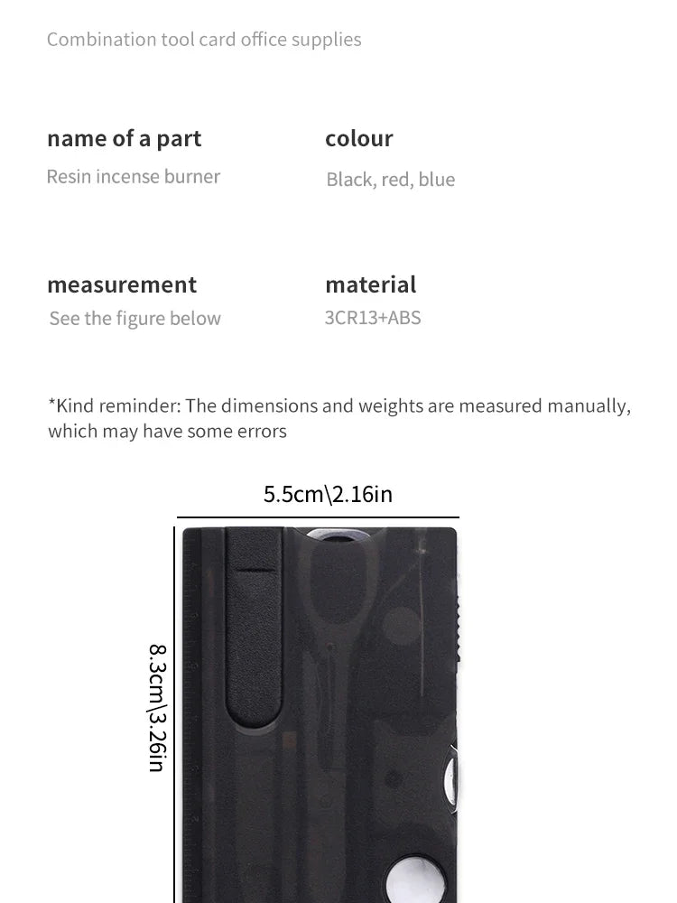 Outdoor Camping Multifunctional Swiss Army Knife Card Combination Multi-purpose Survival Tool Beauty Suit with Lamp Tool Card.