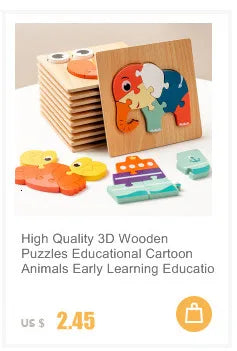 30 Pieces Wooden 3d Puzzles Cartoon Animal Jigsaw Puzzle Board Game Preschool Montessori Educational Toys For Children