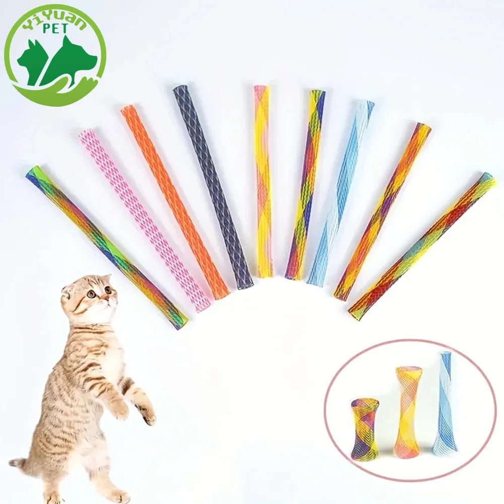 Folding Spring Shaped Toys Colored Elastic Spring Interactive Cat Tearing Stick Providing Fun And Excitement For Pets