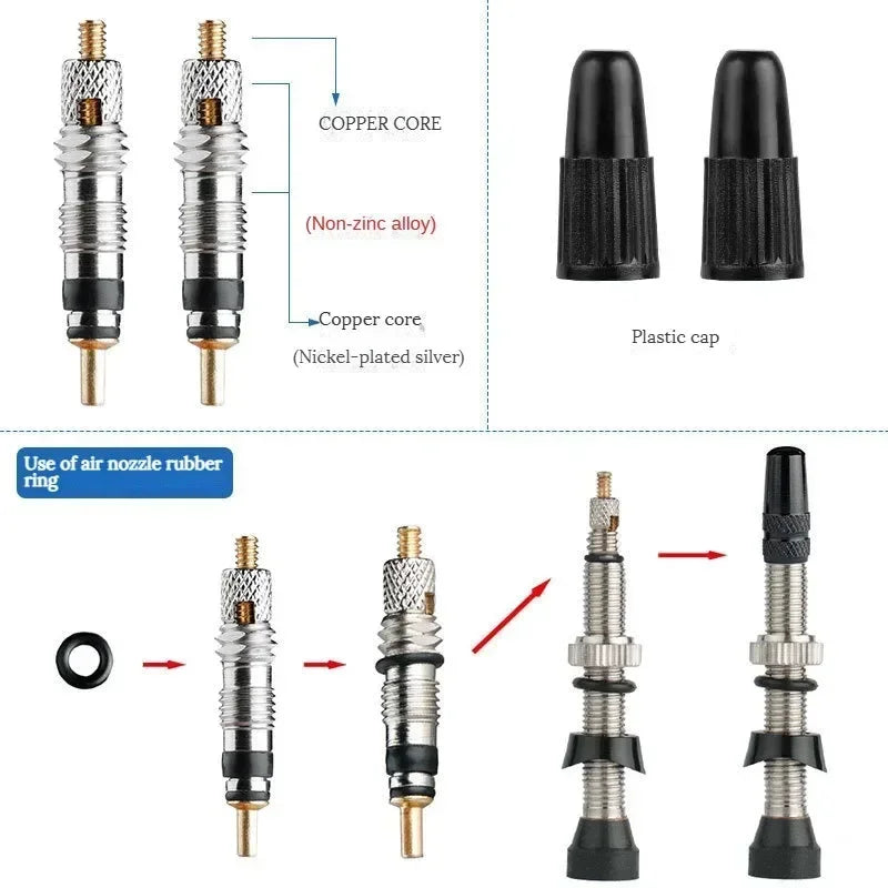 40/60/80mm Tubeless Valves Bike Aluminum Alloy Presta Nipples Removable Core Air Valve for Road MTB Bicycle