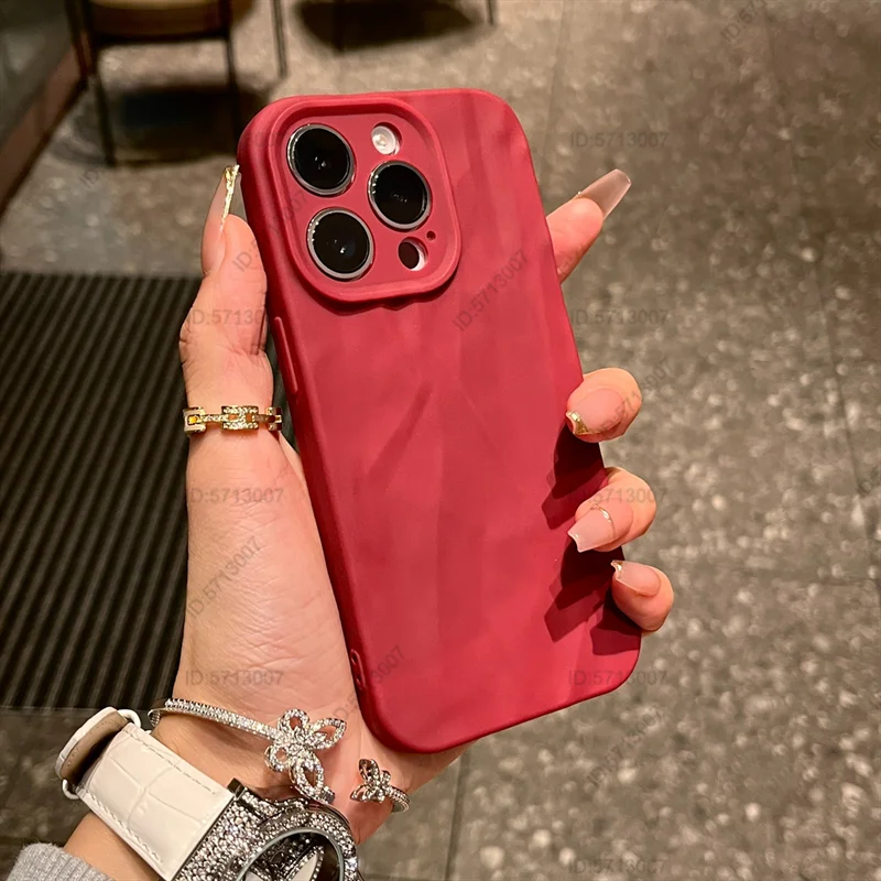 Fashion Silicone Fold Wrinkle Phone Case for iPhone 14 13 12 11 15 Pro Max Soft Cases Shockproof Bumper Cover Phone Accessories