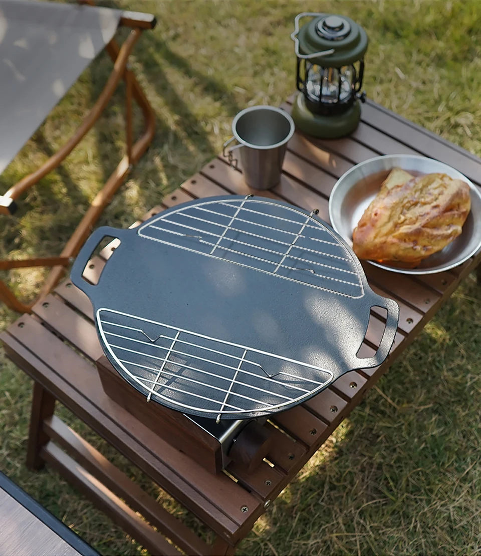 Outdoor Barbecue Net Steam Rack Stainless Steel Camping Barbecue Frying Pan Barbecue Meat Drain Anti Scorching Grill