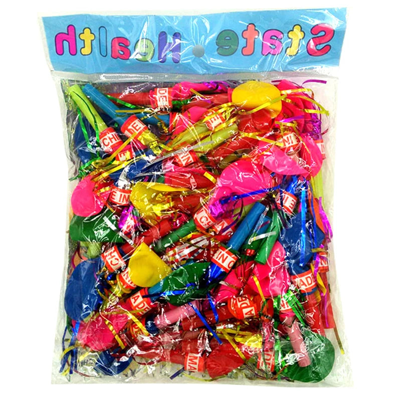 50pcs Gold Thread Balloon Whistle Kids Birthday Party Favor Pinata Filler Easter Children's Day Carnival Party Favor Decoration
