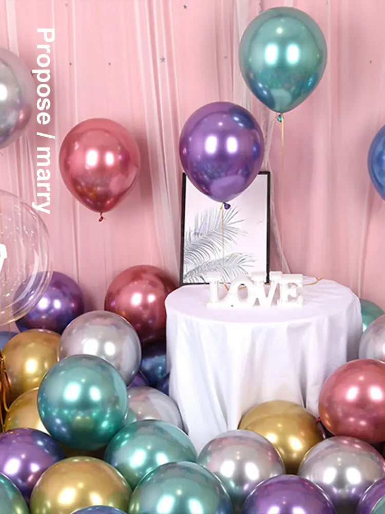 50pcs 10inch Metallic Latex Balloons Gold Silver Chrome Ballon Wedding Decorations Globos Birthday Party Supplies