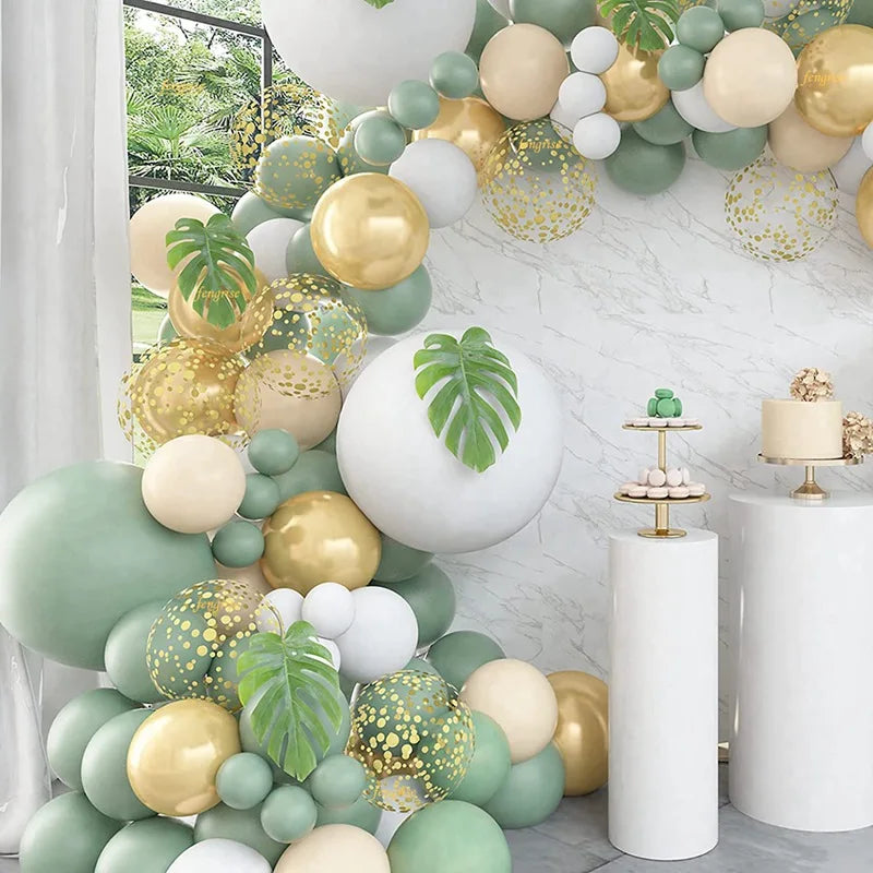 Green Balloon Garland Arch Kit Jungle Safari Party Baloon Birthday Party Decor Kids Baby Shower Wild One Wedding Latex Ballons