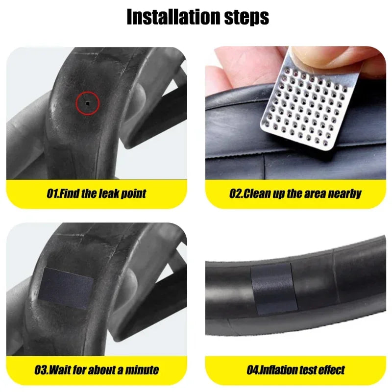 50pcs Bicycle Glue-free Tire Patches Round Square Rubber Quick Repairing Tyre Patch Tool Portable Tire Puncture Repair Patch