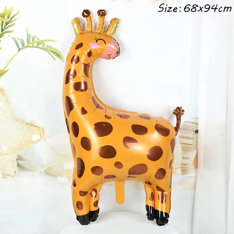 Cartoon Animal Theme Foil Balloon Jungle Safari Forest Lion Zebra Elephant Giraffe Baloon Kids Birthday Decoration Supplies