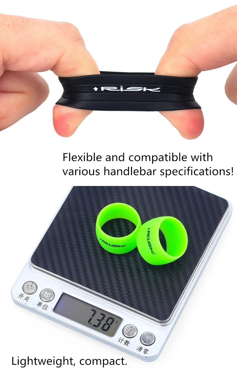 Risk 1 Pair Road Bike Handlebar Strap Fixed Ring, Silicone Non-Slip Bicycle Handlebar Tape Fixing Ring, Anti-Slip Rubber Sleeve