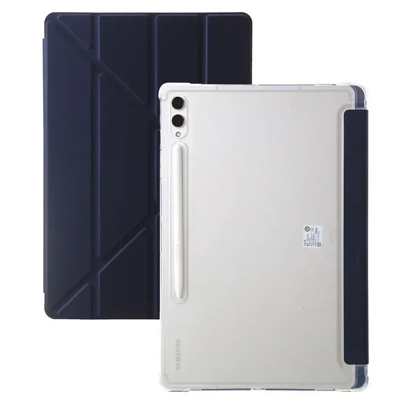 For Samsung Tab S9 Plus Case 12.4" Acrylic Clear Hard Back Stand Smart Cover For Galaxy Tab S9 FE S10 Plus Case With Pen Holder