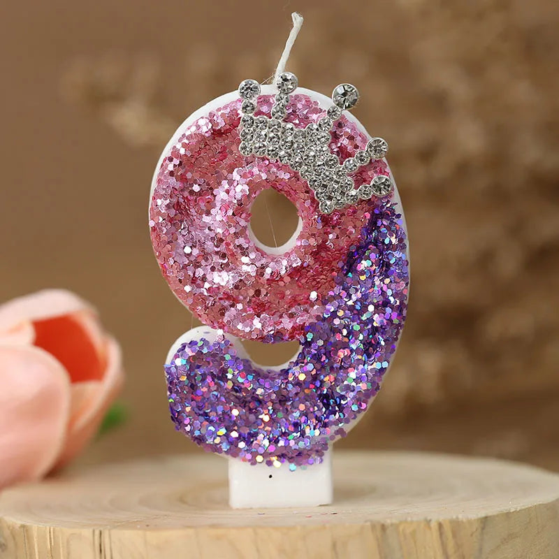 2nd Birthday Candle Cake Topper Colour Changing Creative Number 2 Candle Princess Crown Girl 1st Happy Birthday Party Decoration