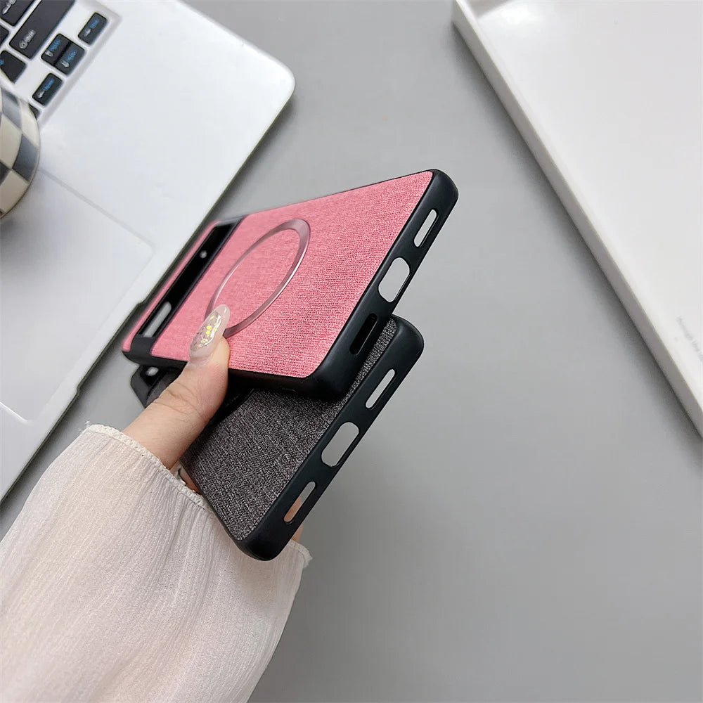 Luxury Business Magnetic Wireless Charging Case for Google Pixel 9 ProXL 6 7 8 Pro 6XL 5A 6A 8A Magsafe Linen Leather Slim Cover