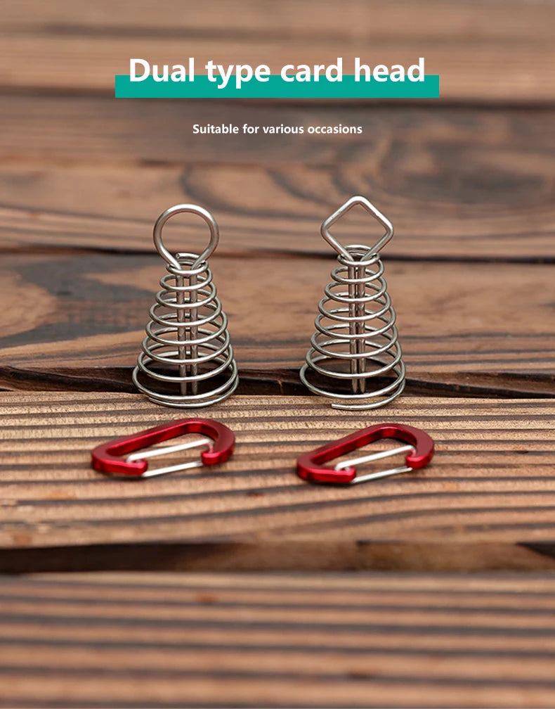 Outdoor Camping Octopus Rope Buckle Camping Deck Nail Stainless Steel Fixed Tent Rope Buckle Wooden Hook Spring Wind Rope