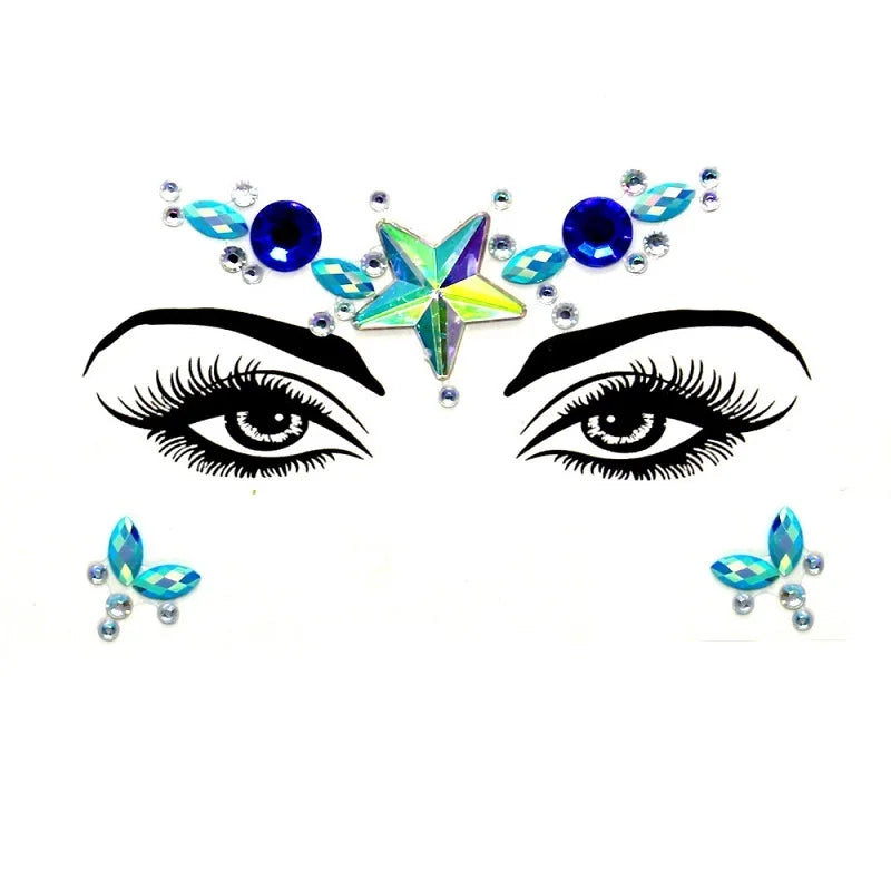 3D Rhinestone Bright Face stickers for festival Glitter Makeup Jewelry Sticker on Face crystals Gems jewels diamonds decoration