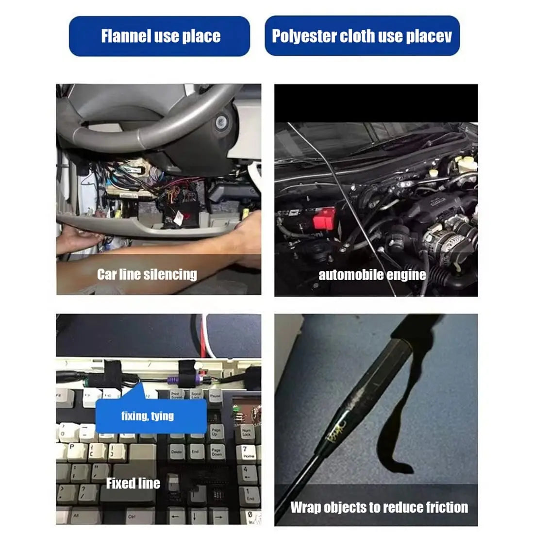 Electrical Tape Heat-resistant Harness Bundle Insulation Auto Wiring FabricCloth Wrap Waterproof Cable Organizer Adhesive Tapes