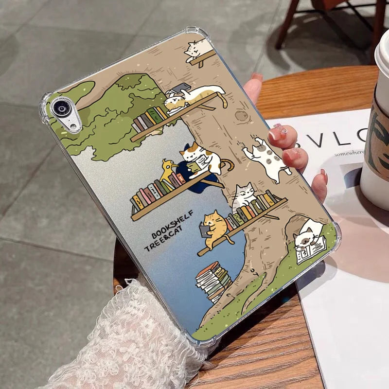 For Samsung Galaxy Tab S9 S8 S7 S10 Plus FE 12.4 inch Tab A8 10.5 SM A7 S6 Lite P610 10.4 A9 Case Leisure Cats Soft Tablet Cover