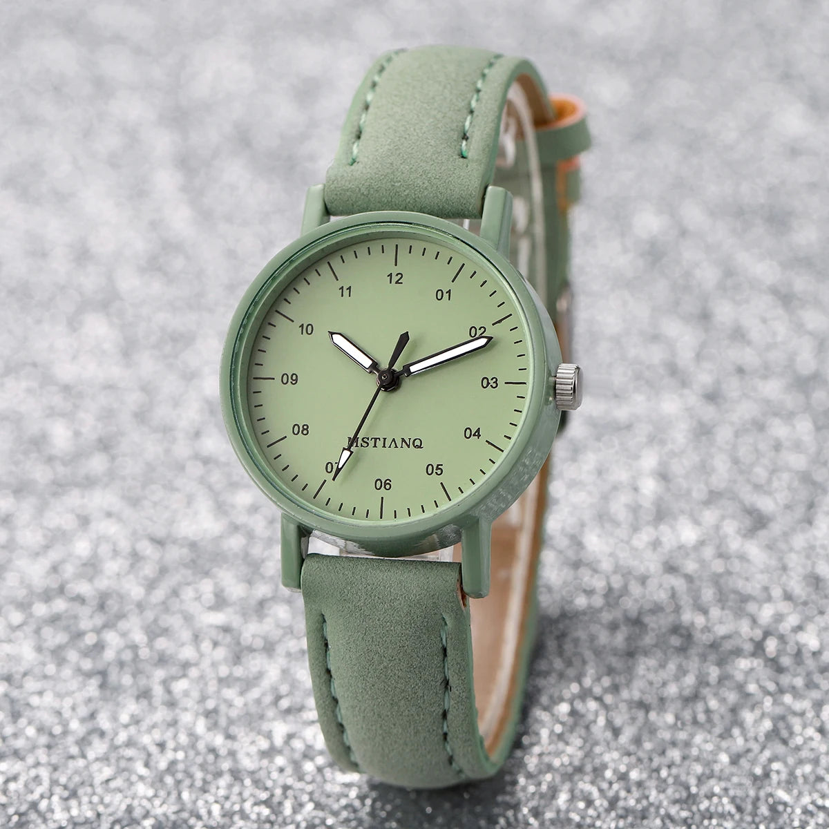2PCS/Set Women's Watch Fashion Arabic Dial Leather Band Quartz Watches Flower Bracelet Set Reloj Mujer Girls Clock Gift