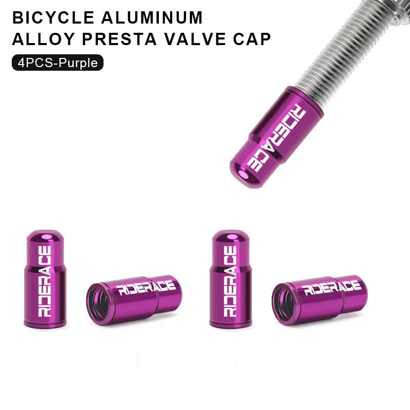 RIDERACE Bicycle Tire Valve Cap Aluminum CNC MTB Road Bike Tube Tyre Gas Nozzle Cover for AV FV Schrader Presta Valve Dustproof