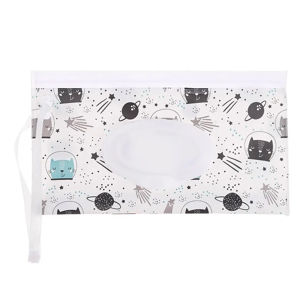 EVA Baby Wet Wipe Pouch Wipes Holder Case Flip Cover Snap-Strap Reusable Refillable Wet Wipe Bag Outdoor Useful Tissue Box