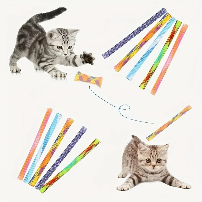 Folding Spring Shaped Toys Colored Elastic Spring Interactive Cat Tearing Stick Providing Fun And Excitement For Pets