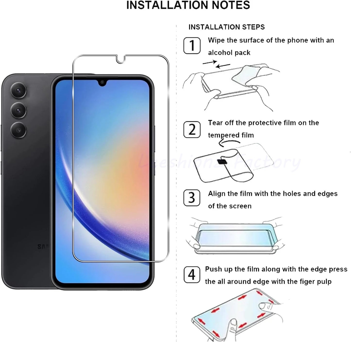 2/4Pcs 10D Tempered Glass For Samsung Galaxy A34 A34 5G Screen Protector Glass Film