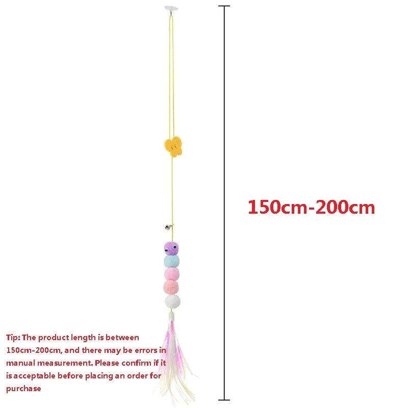 1PC Cat Hanging Cat Toy Hanging Door Elastic Rope Cat Stick Feather Pet Supplies For Cats And Dogs
