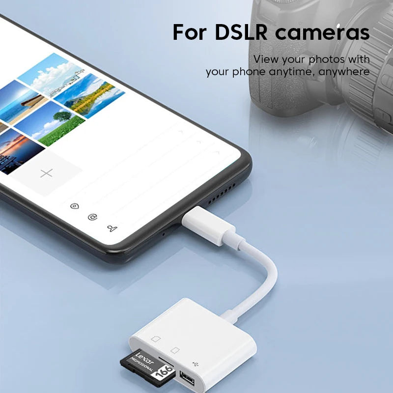 3-in-1 Card Reader Adapter Type C To SD TF Memory Card Reader USB Type C OTG Converter For Huawei Samsung Xiaomi Phone Tablet