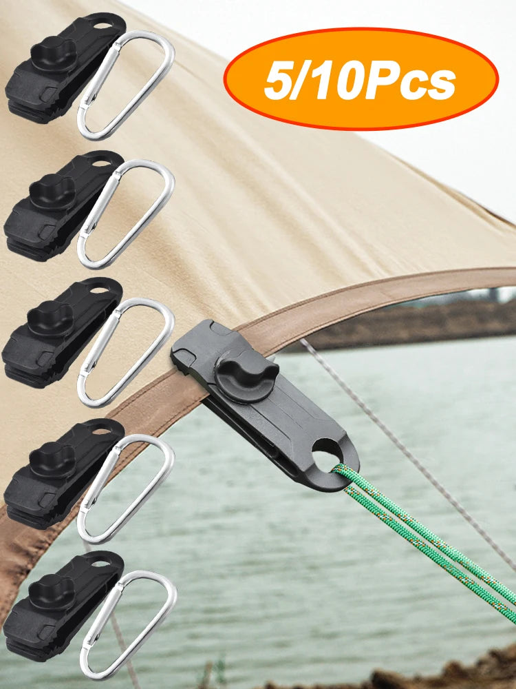 5/10PC Camping Tarp Clips Clamp Canvas Heavy Duty Lock Grip Tent Fasteners Clips Pool Awning Bungee Cord Car Tighten for Outdoor