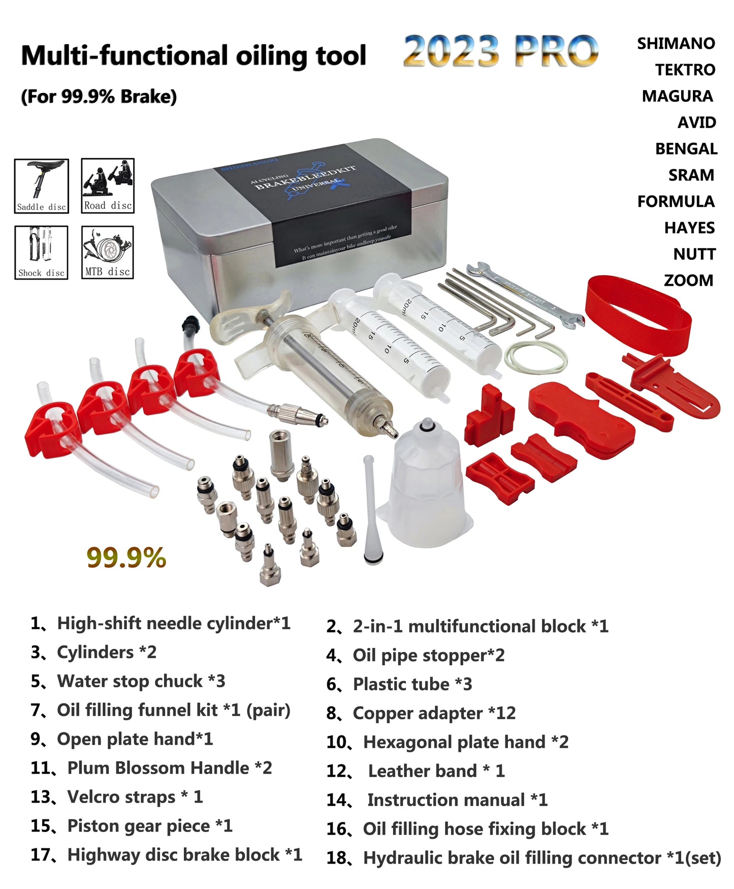 2024 Pro Bicycle Hydraulic Disc Brake Oil Bleed Kit For SHIMANO,SRAM,Avid,Series MTB Road Bike Brake Repair Tools