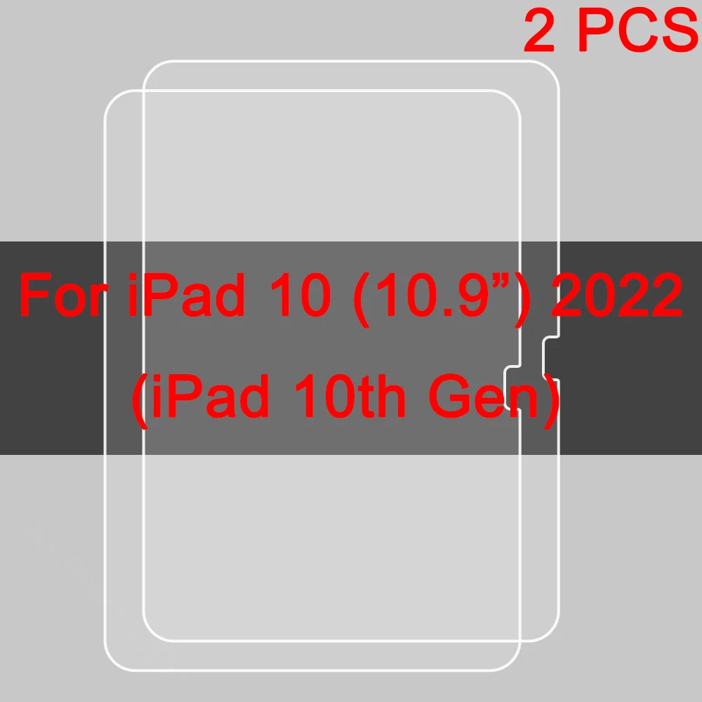 2PCS Tempered Glass Screen Protector for iPad 9 8 7 6 10 Air 5 4 3 2 Mini iPad 10.2 9.7 10. 5 10.9 11 New iPad Pro 2022 2021 20