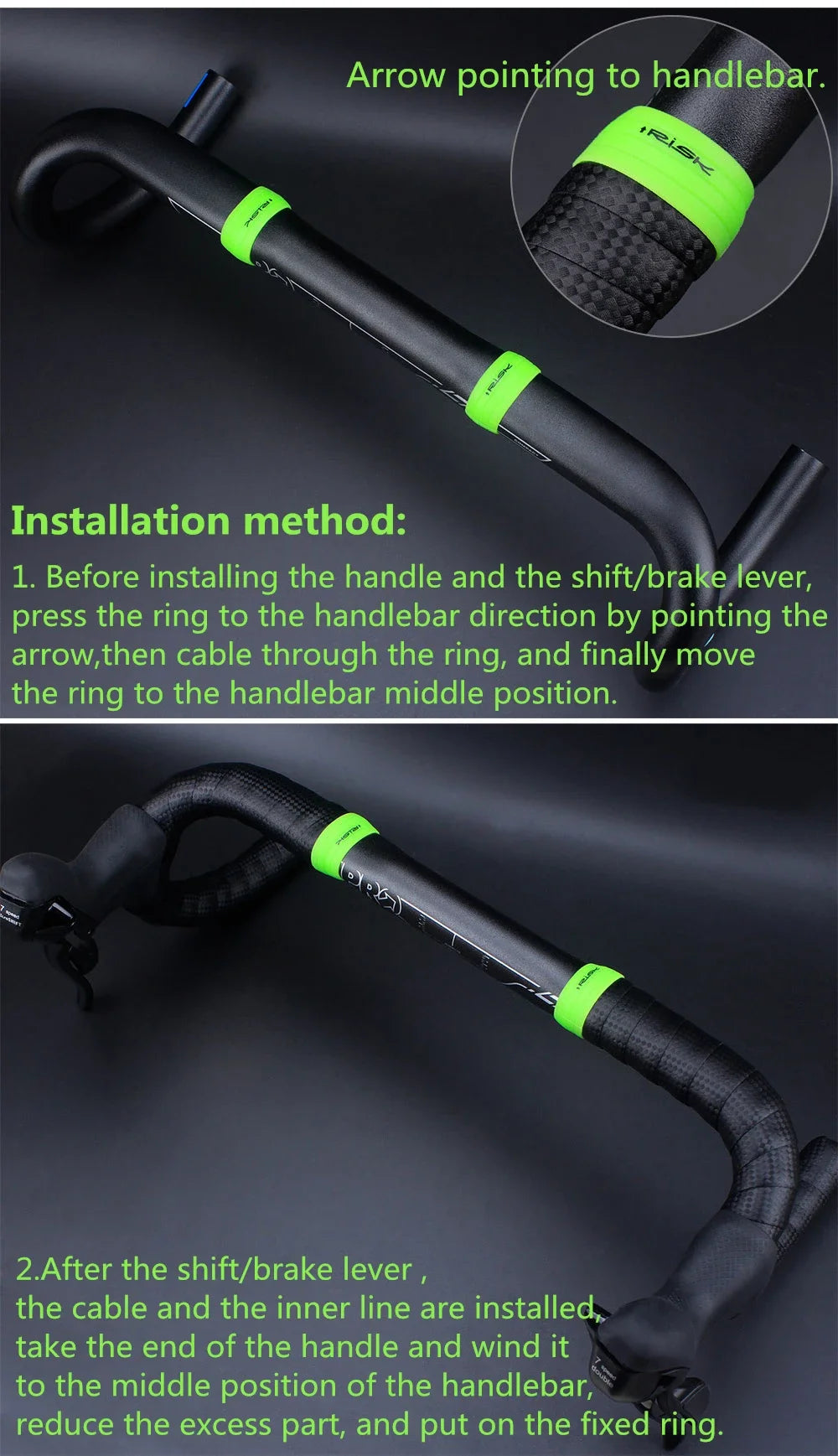 Risk 1 Pair Road Bike Handlebar Strap Fixed Ring, Silicone Non-Slip Bicycle Handlebar Tape Fixing Ring, Anti-Slip Rubber Sleeve