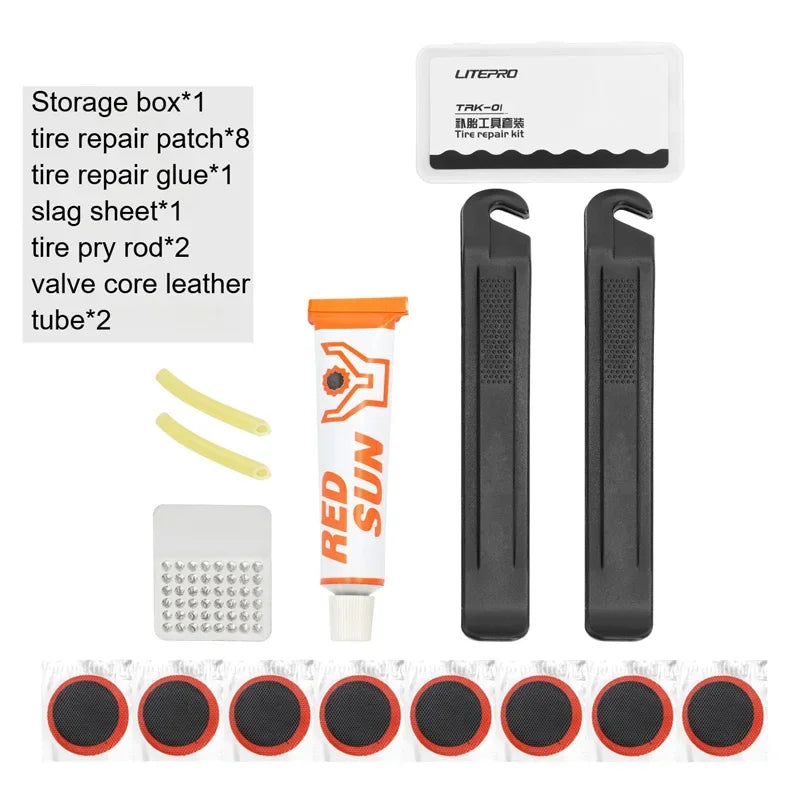 Bicycle tire repair kit 15pcs Cycling Inner Tube Puncture Patch Kits with repair patch Glue tire repair Bicycle accessories